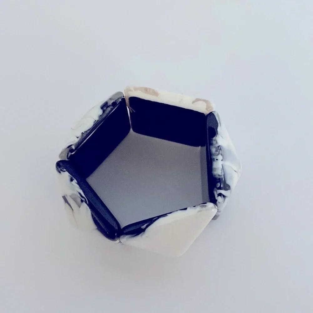 Howlite White/Black/Gray Marble Stretch Bracelet